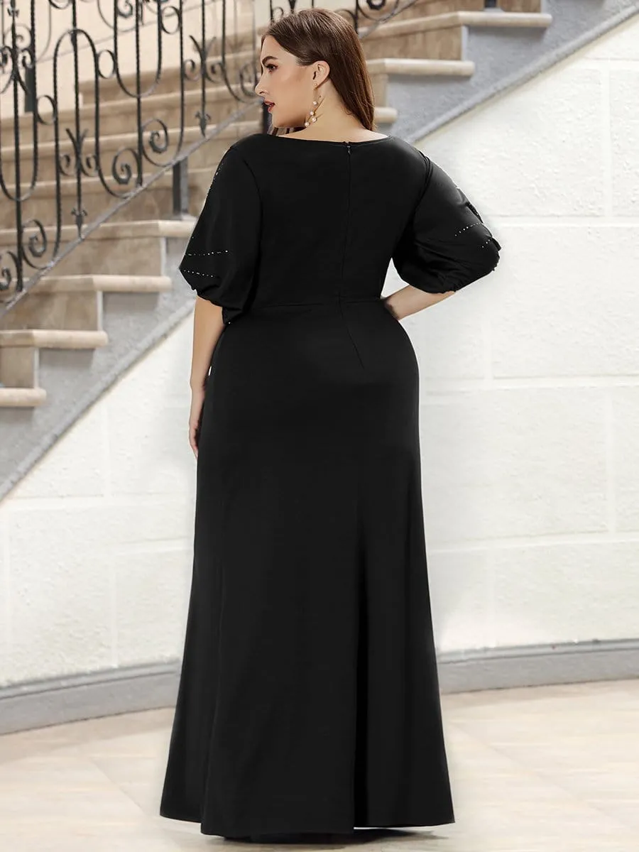 Trendy Round Neck Bodycon Wedding Guest Dress with Sleeves