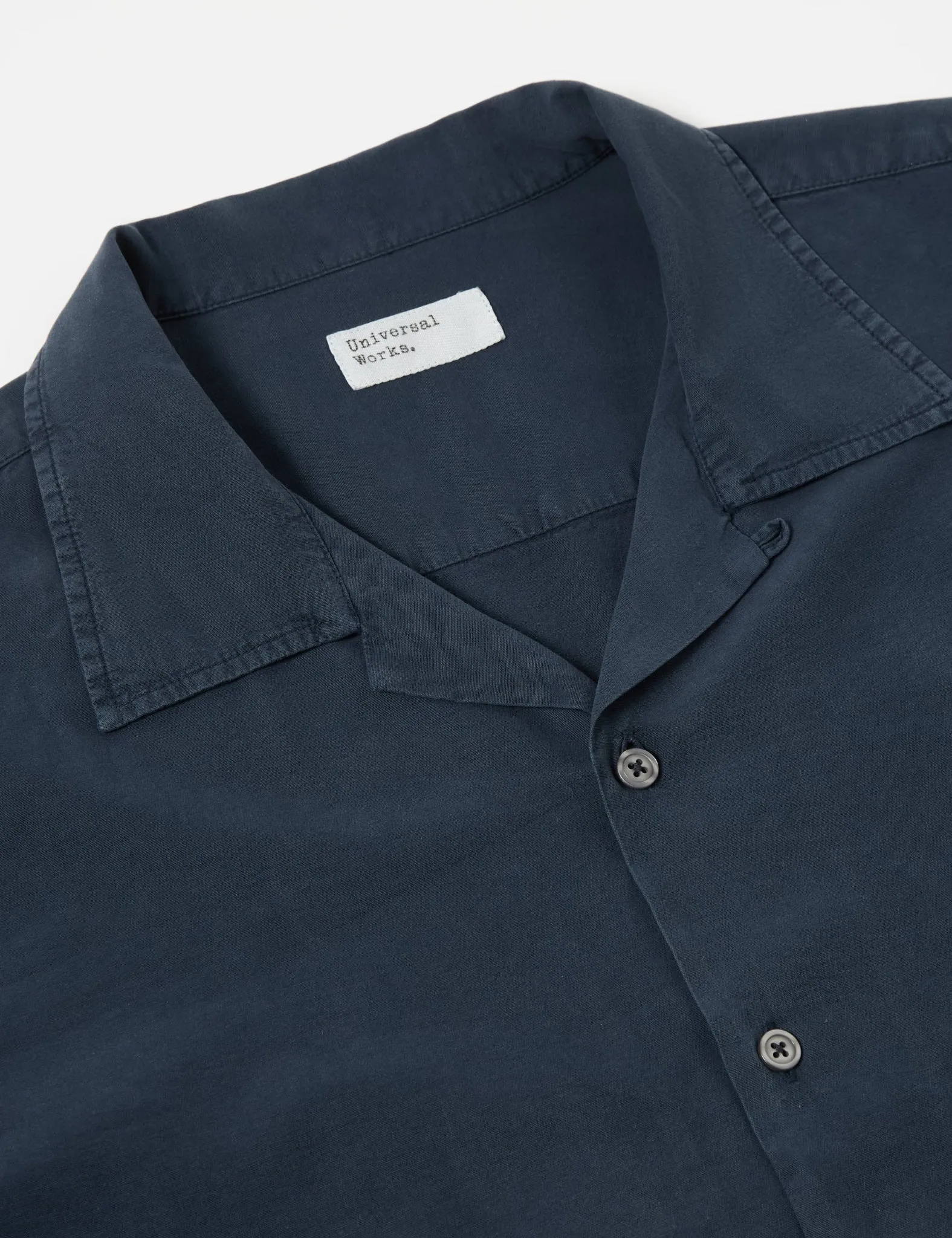 Universal Works Camp II Shirt (Linen/Cotton) - Navy Blue