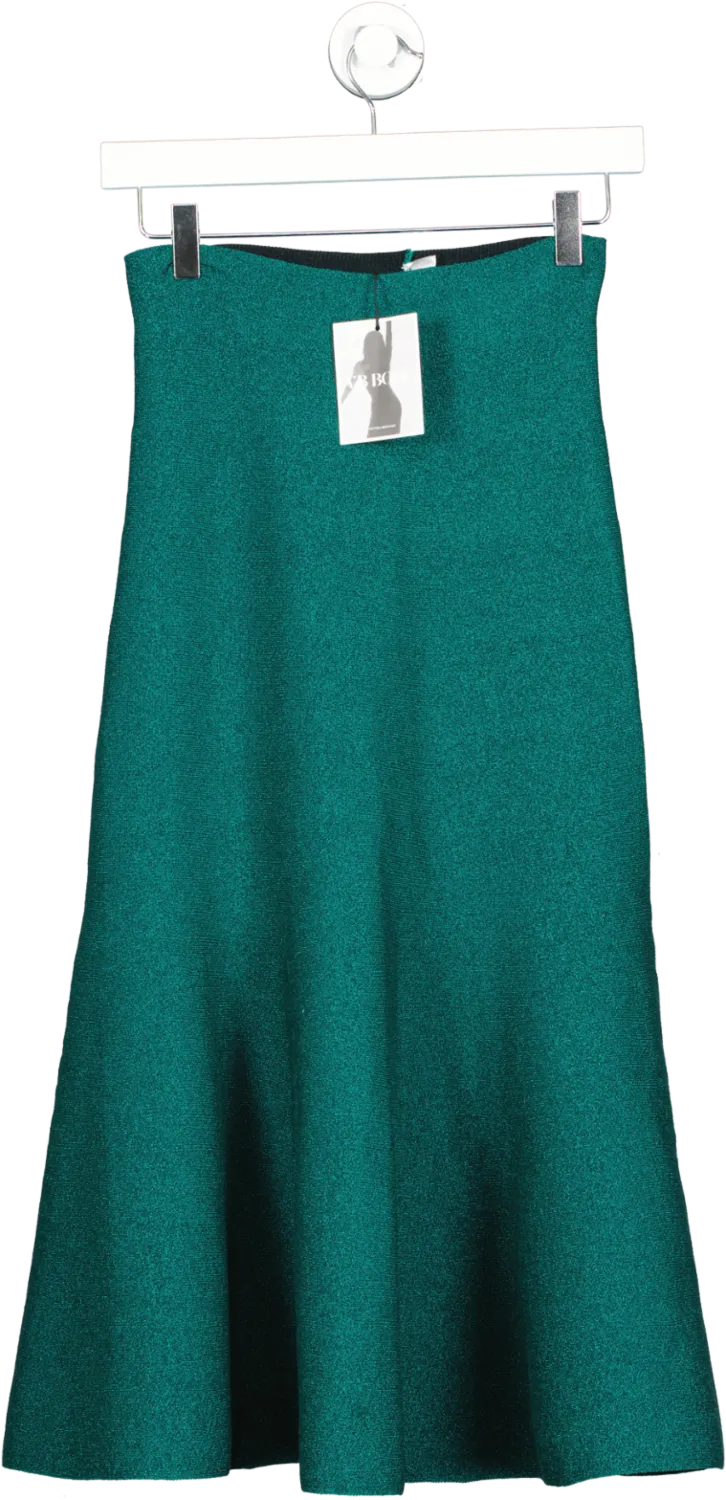 Victoria Beckham Green Body Flared Lurex Skirt UK 8