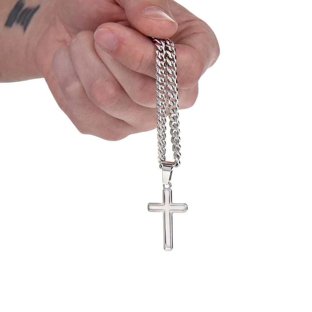 We love each other Artisan Cross on Cuban Link Chain