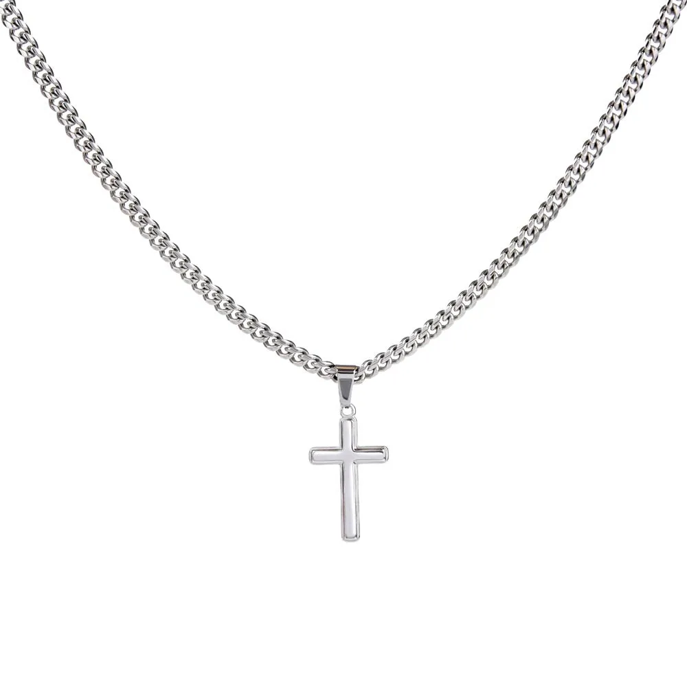 We love each other Artisan Cross on Cuban Link Chain