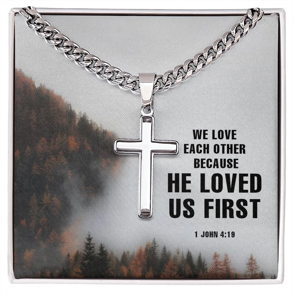 We love each other Artisan Cross on Cuban Link Chain