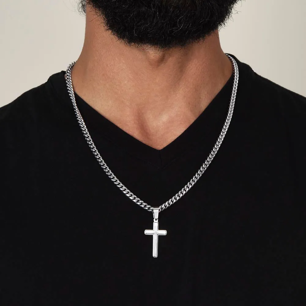 We love each other Artisan Cross on Cuban Link Chain