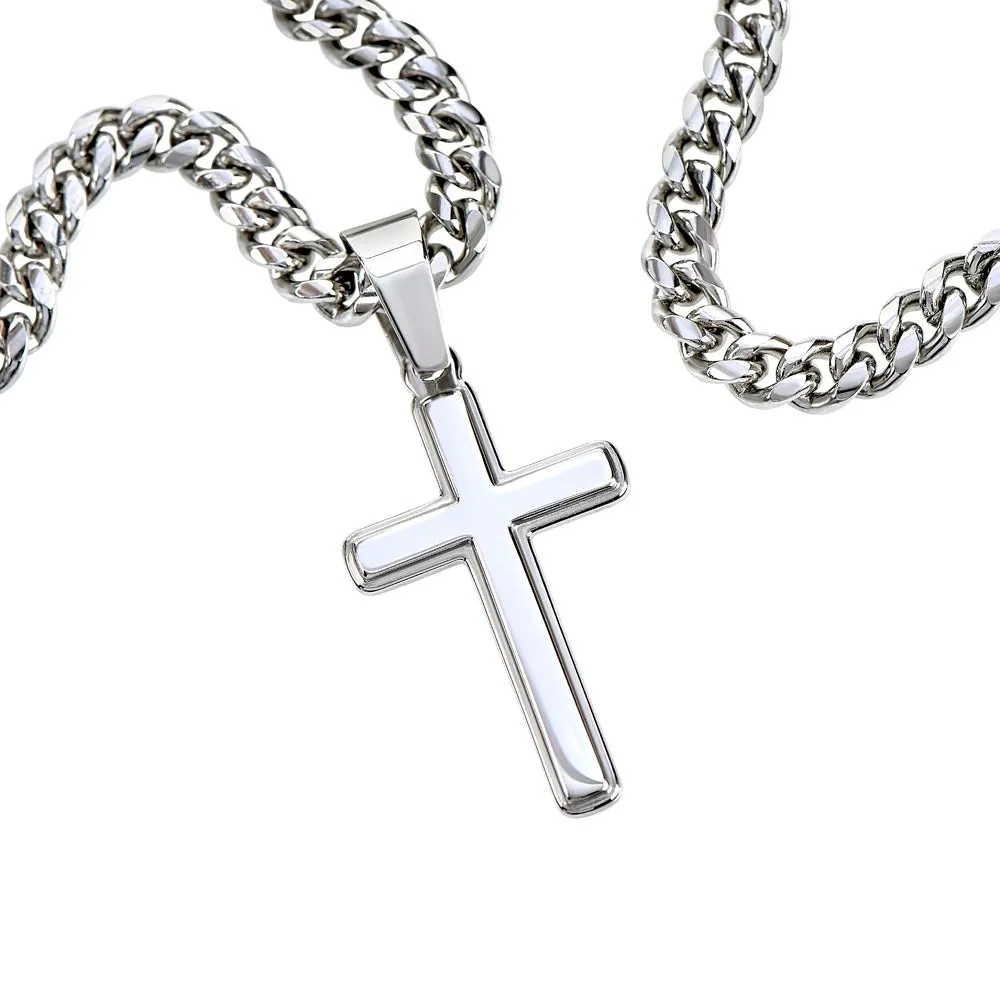 We love each other Artisan Cross on Cuban Link Chain