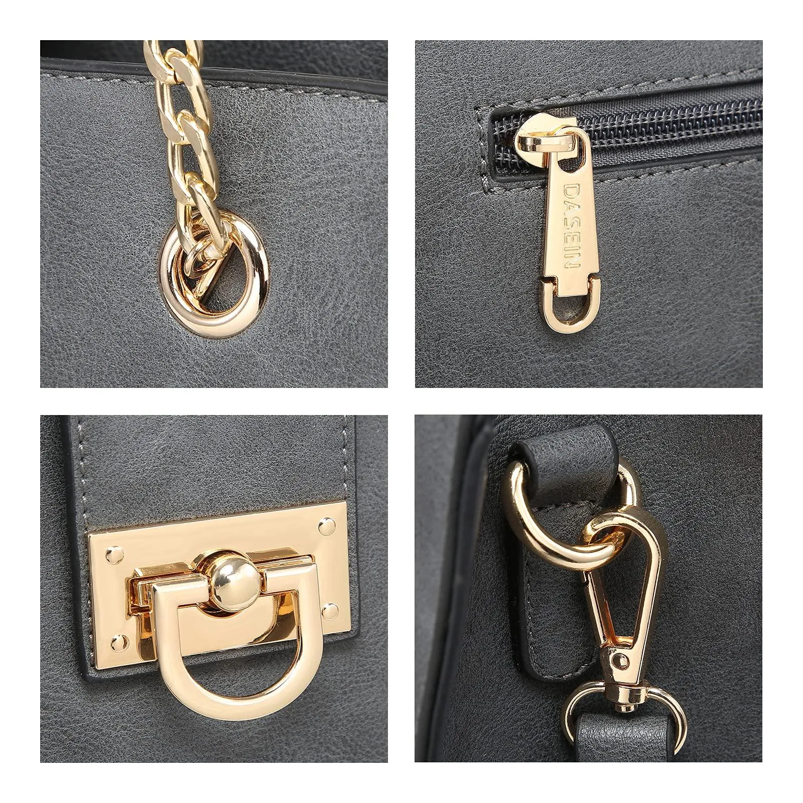 Women Fashion Chain Fashion Belt lock Tote Bags With Matching Clutch Dasein