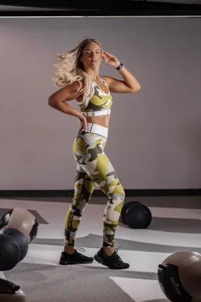 Women's Camo Print Leggings and Sports Bra Set