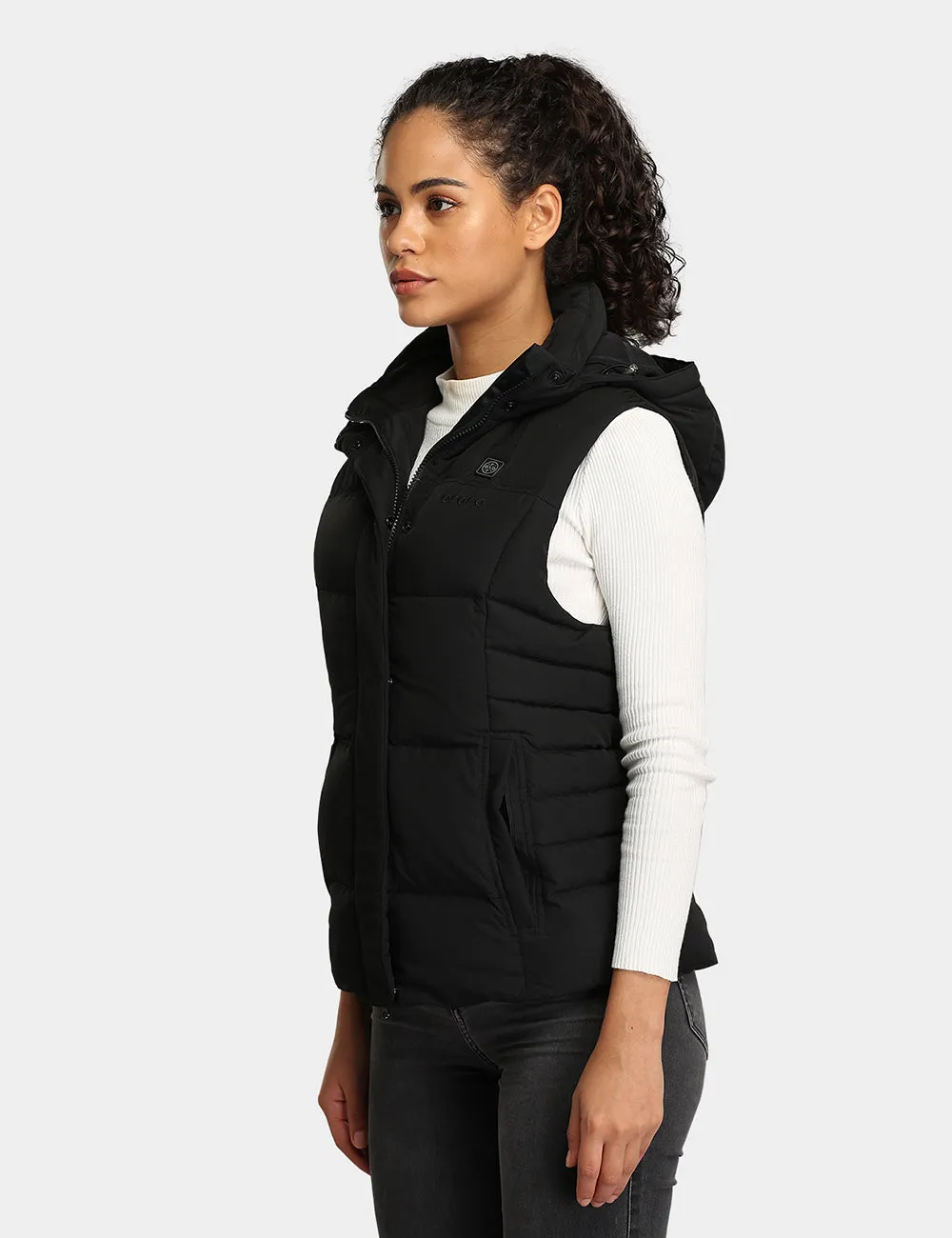 Women's Heated Down Vest - Black/Gray