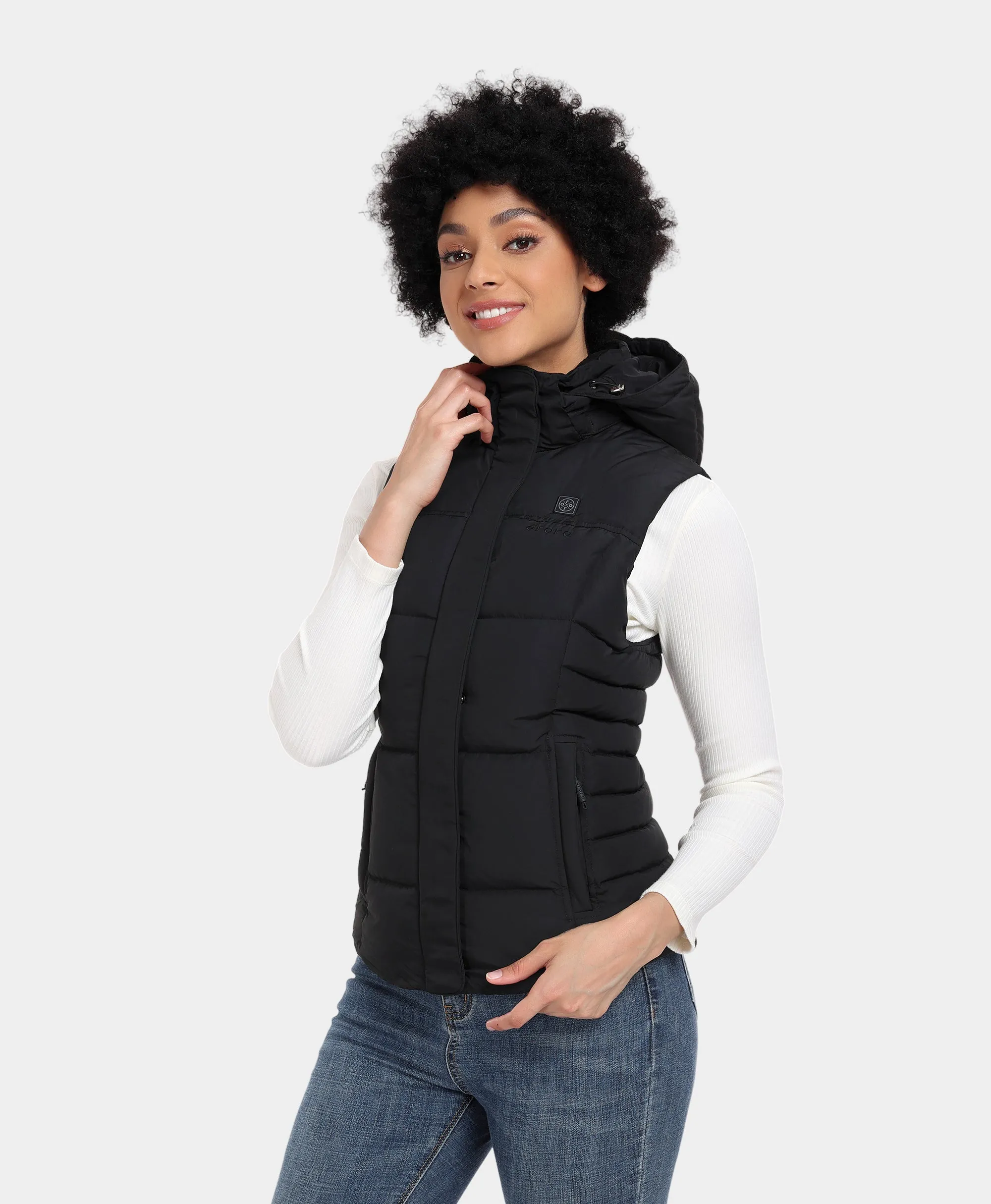 Women's Heated Down Vest - Black/Gray