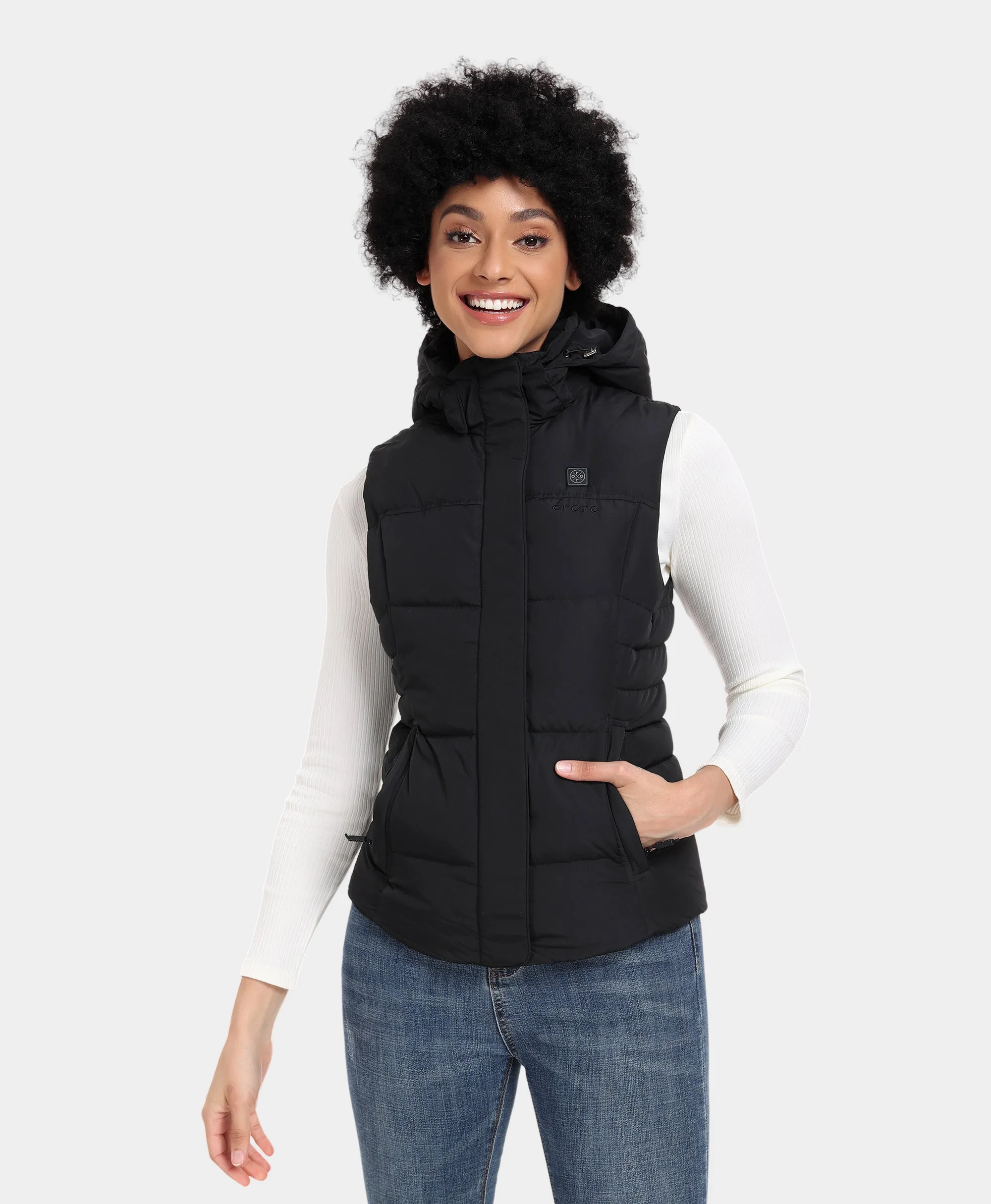 Women's Heated Down Vest - Black/Gray