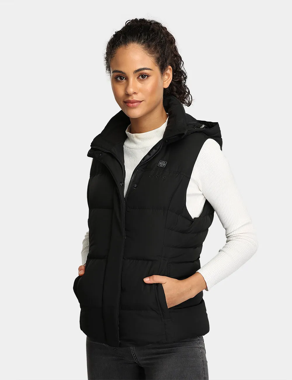 Women's Heated Down Vest - Black/Gray