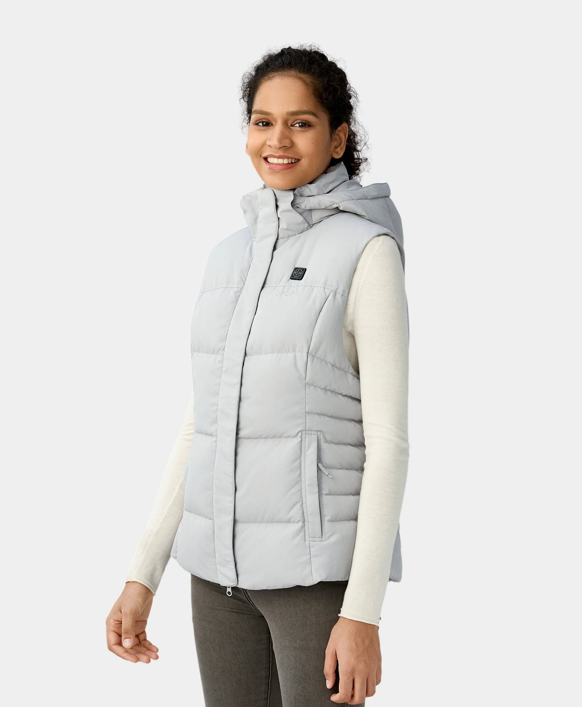 Women's Heated Down Vest - Black/Gray