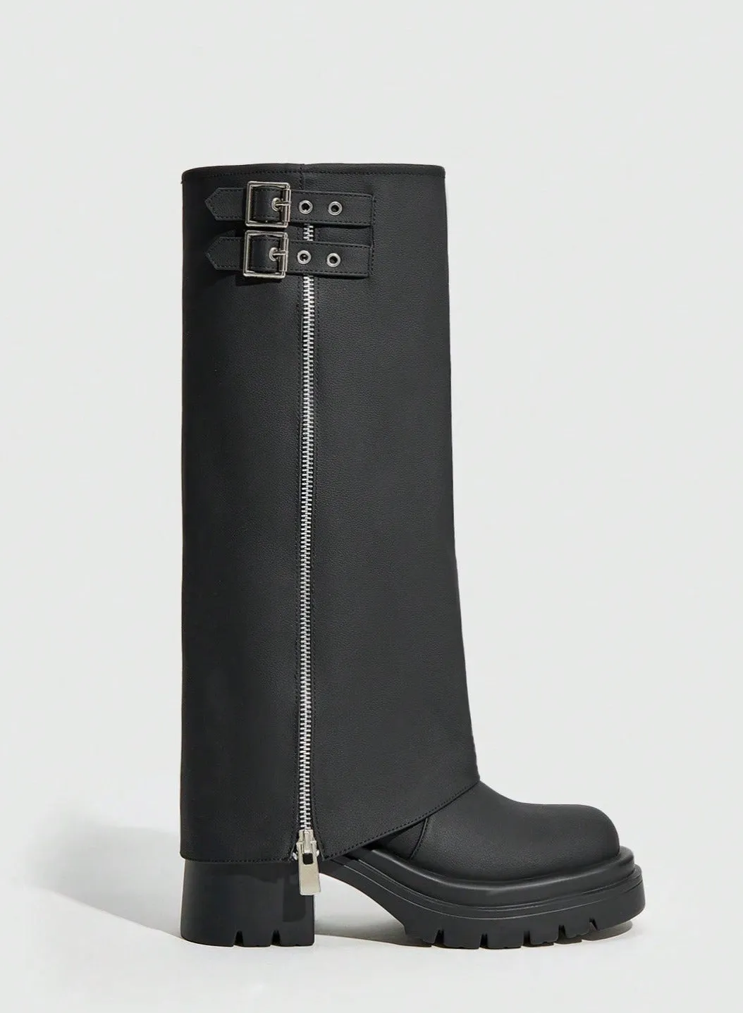 Zip Up Platform Covered Boots