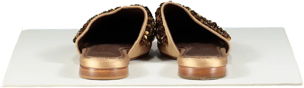 zyne Metallic Bronze Leather Beaded Mules UK 6 EU 39 👠