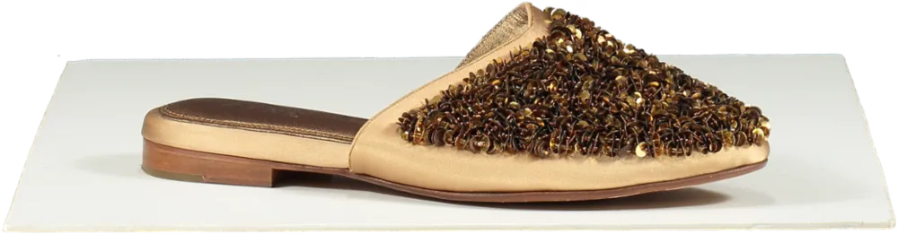 zyne Metallic Bronze Leather Beaded Mules UK 6 EU 39 👠